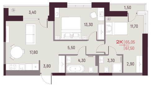 64,6 м², 2-комнатная квартира 8 320 000 ₽ - изображение 15