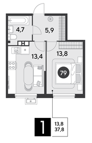 37,9 м², 1-комнатная квартира 7 053 191 ₽ - изображение 18