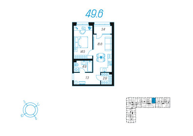 51,7 м², 1-комнатная квартира 7 679 259 ₽ - изображение 20