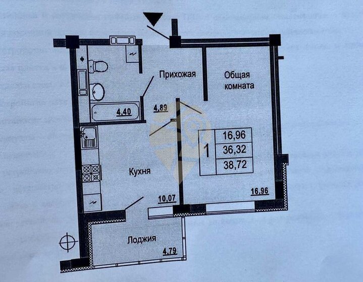 38,7 м², 1-комнатная квартира 4 900 000 ₽ - изображение 1