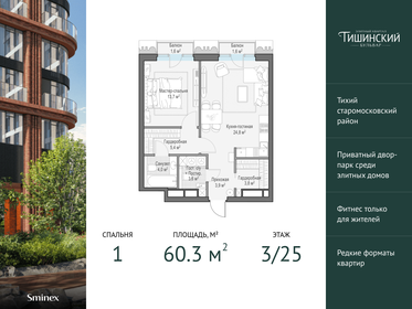 60,3 м², 1-комнатная квартира 65 040 000 ₽ - изображение 13