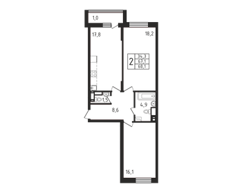 68,1 м², 2-комнатная квартира 10 027 725 ₽ - изображение 15