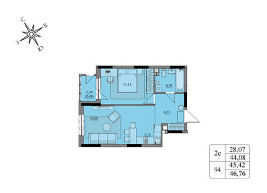 45 м², 2-комнатная квартира 2 250 000 ₽ - изображение 74