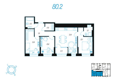 Квартира 80,2 м², 3-комнатная - изображение 1