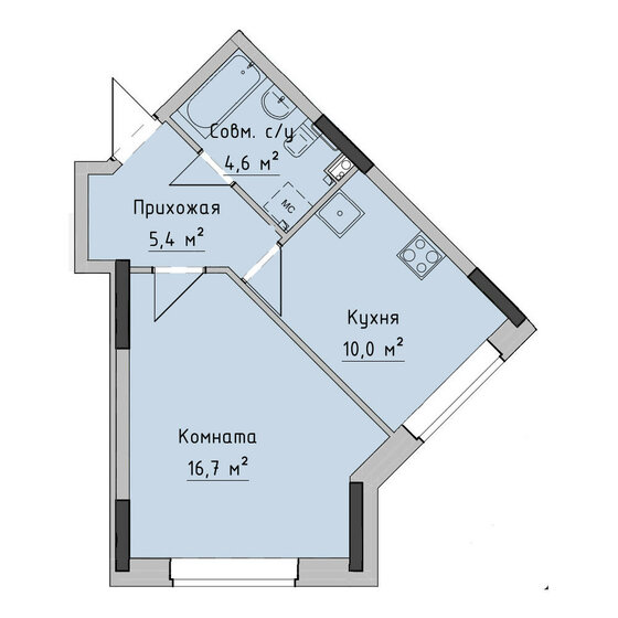 36,7 м², 1-комнатная квартира 3 869 000 ₽ - изображение 1