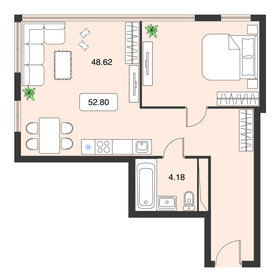 Квартира 52 м², студия - изображение 1