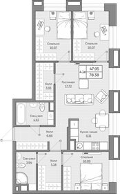Квартира 78,4 м², 4-комнатная - изображение 1