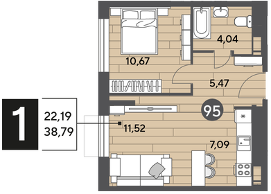 38,6 м², 1-комнатная квартира 5 643 720 ₽ - изображение 9