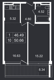 52,6 м², 2-комнатные апартаменты 11 456 382 ₽ - изображение 8