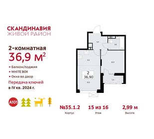 Квартира 36,9 м², 2-комнатная - изображение 1