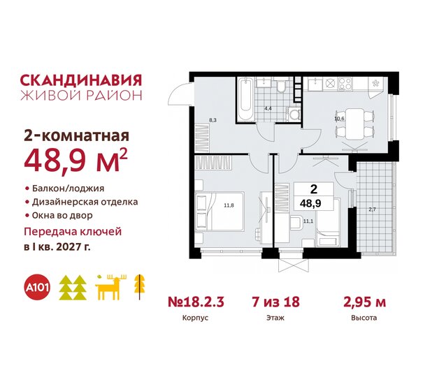 48,9 м², 2-комнатная квартира 13 454 274 ₽ - изображение 33