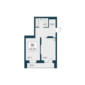 Квартира 45,2 м², 1-комнатная - изображение 1