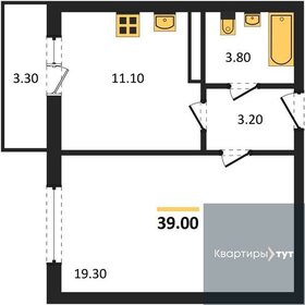 Квартира 39 м², 1-комнатная - изображение 1