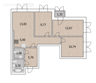 Квартира 67,4 м², 4-комнатная - изображение 1