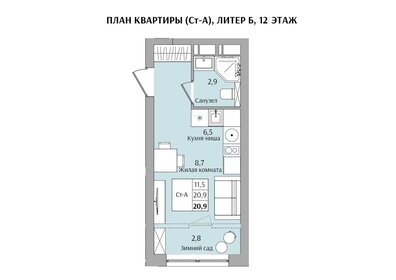 Квартира 20,9 м², 1-комнатная - изображение 1