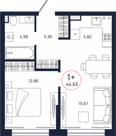 50,1 м², 1-комнатная квартира 6 501 000 ₽ - изображение 78