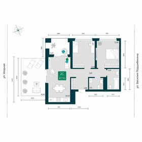 Квартира 87,7 м², 2-комнатная - изображение 1