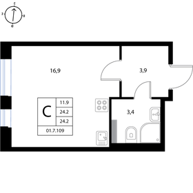 24,1 м², квартира-студия 4 241 600 ₽ - изображение 11