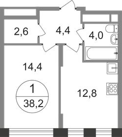 37,7 м², 1-комнатная квартира 10 978 645 ₽ - изображение 34