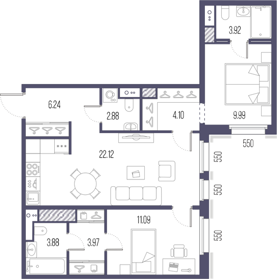 68,2 м², 2-комнатная квартира 24 473 392 ₽ - изображение 14