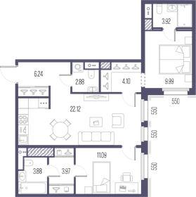 Квартира 68,2 м², 2-комнатная - изображение 1