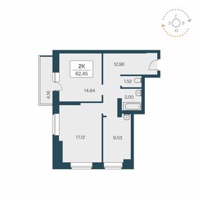 Квартира 62,5 м², 2-комнатная - изображение 1