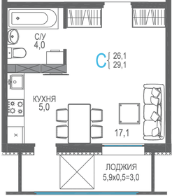 Квартира 31,9 м², студия - изображение 1