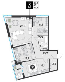 Квартира 89,3 м², 3-комнатная - изображение 2