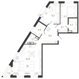 Квартира 84,1 м², 2-комнатная - изображение 1