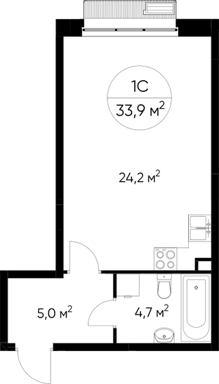 33,9 м², 1-комнатная квартира 11 049 372 ₽ - изображение 1