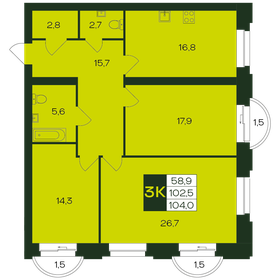 Квартира 104 м², 3-комнатная - изображение 1