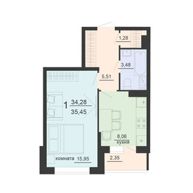 33,5 м², 1-комнатная квартира 3 685 000 ₽ - изображение 51