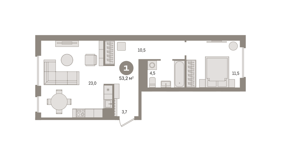 53,2 м², 1-комнатная квартира 10 360 000 ₽ - изображение 1