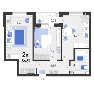 54,4 м², 2-комнатная квартира 7 890 900 ₽ - изображение 17