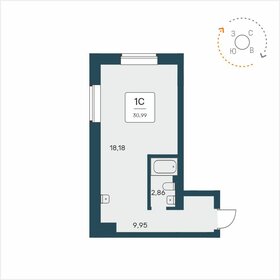 Квартира 31 м², студия - изображение 1