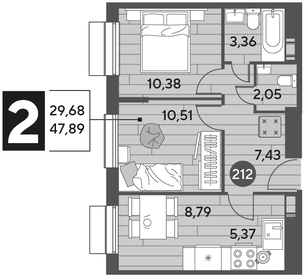 69,5 м², 2-комнатная квартира 9 300 000 ₽ - изображение 85