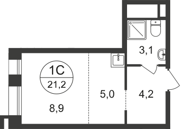 21,2 м², квартира-студия 8 858 345 ₽ - изображение 44