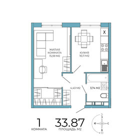 34 м², 1-комнатная квартира 3 060 000 ₽ - изображение 38