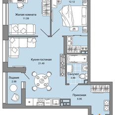 Квартира 58 м², 3-комнатная - изображение 2