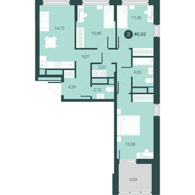 90,1 м², 3-комнатная квартира 8 000 000 ₽ - изображение 103