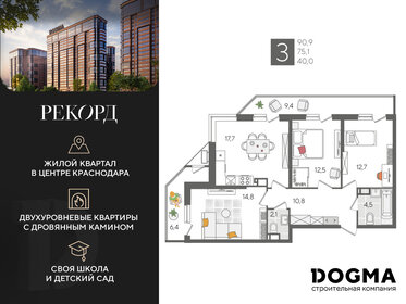 Квартира 90,9 м², 3-комнатная - изображение 1