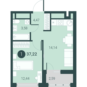 Квартира 37,2 м², 1-комнатная - изображение 1