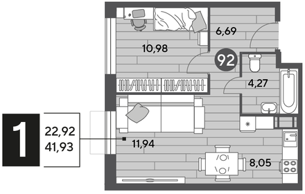 43,2 м², 1-комнатная квартира 6 200 000 ₽ - изображение 28