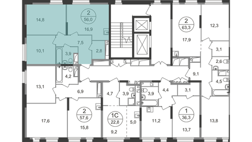 58,3 м², 2-комнатная квартира 12 123 714 ₽ - изображение 39
