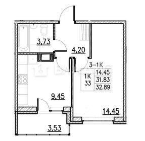 Квартира 31,8 м², 1-комнатная - изображение 1