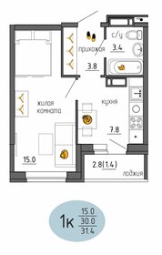 Квартира 31,4 м², 1-комнатная - изображение 1