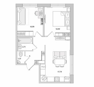 Квартира 49,8 м², 2-комнатная - изображение 1