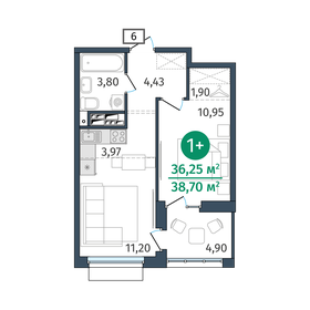 34,7 м², 1-комнатная квартира 6 900 000 ₽ - изображение 84