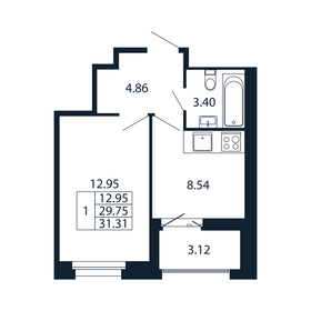 Квартира 31,3 м², 1-комнатная - изображение 4