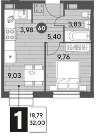 31,8 м², 1-комнатная квартира 4 909 920 ₽ - изображение 60